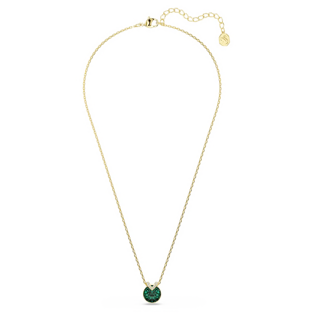 Swarovski Bella V pendant Round cut Green 18K gold finish
