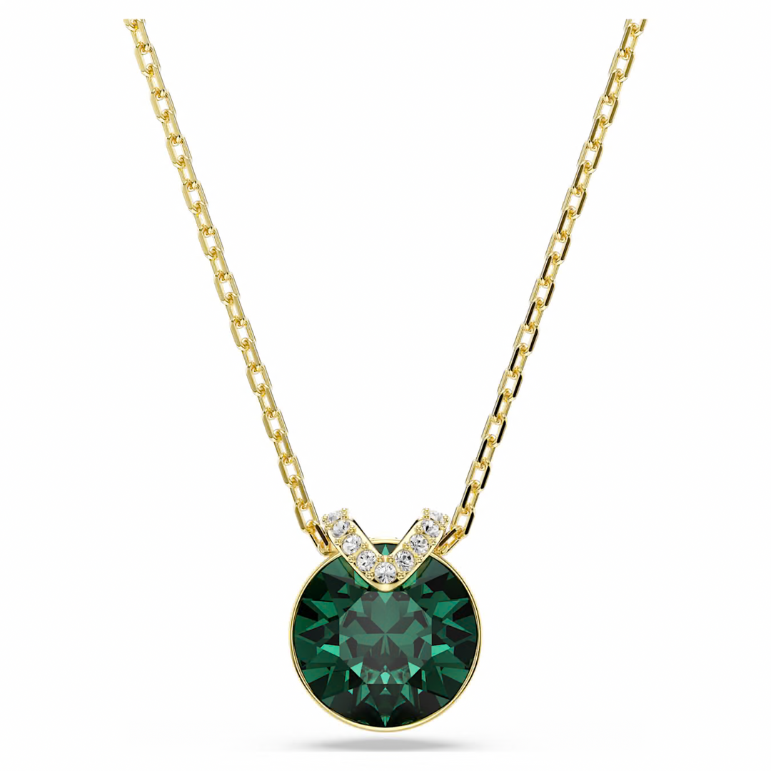 Swarovski Bella V pendant Round cut Green 18K gold finish