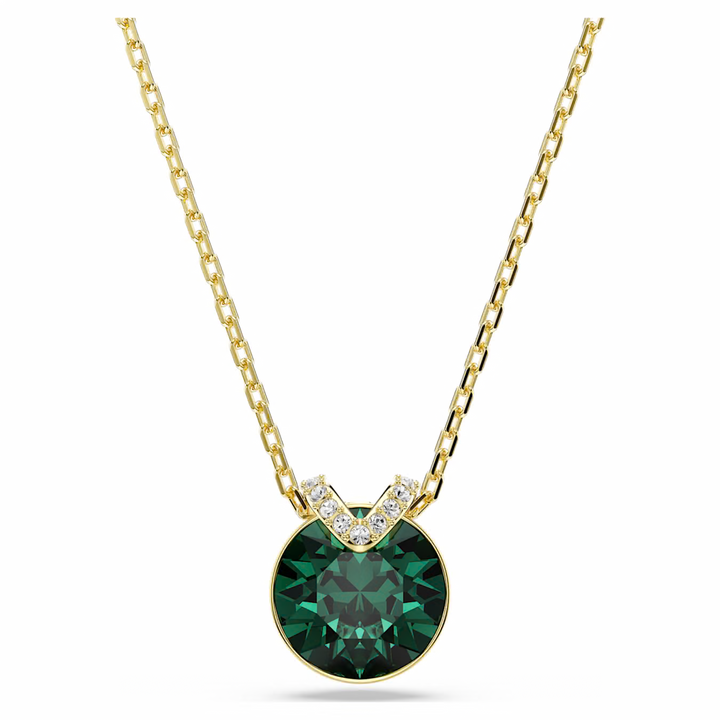 Swarovski Bella V pendant Round cut Green 18K gold finish