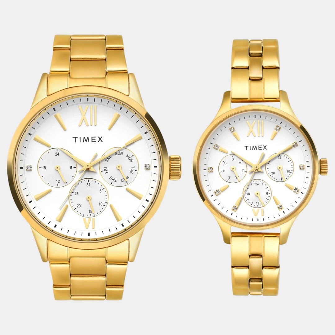 Timex Trendline Pairs Unisex Watch – Silver White Sunray Dial, Silver-Tone Stainless Steel Bracelet, 38 mm TW00PR303