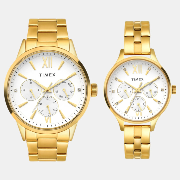 Timex Trendline Pairs Unisex Watch – Silver White Sunray Dial, Silver-Tone Stainless Steel Bracelet, 38 mm TW00PR303