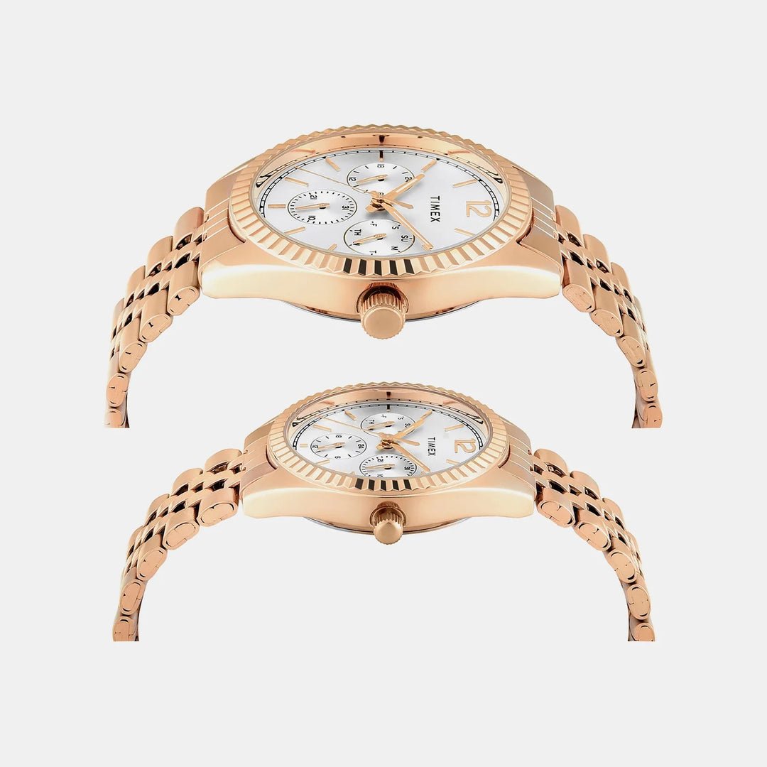 Timex Trendline Pairs Unisex Watch – Silver White Sunray Dial, Silver-Tone Stainless Steel Bracelet, 38 mm TW00PR346