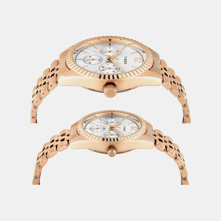 Timex Trendline Pairs Unisex Watch – Silver White Sunray Dial, Silver-Tone Stainless Steel Bracelet, 38 mm TW00PR346