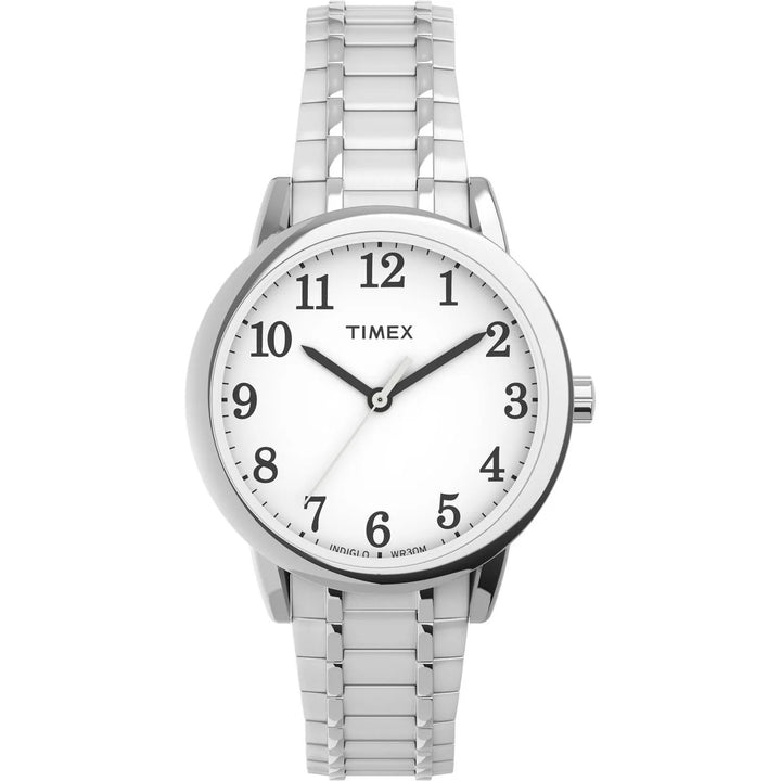Timex Easy Reader 30mm White Dial Silver Expansion Bracelet Women&