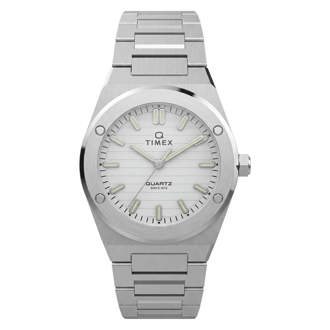 Timex Q Timex Marbella 34mm Silver Dial Steel Bracelet Women&
