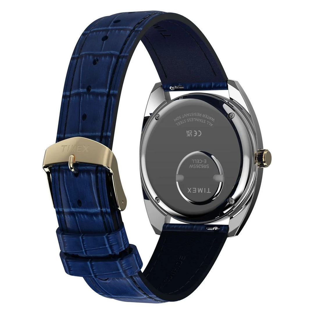 Timex Q Timex 1976 37mm Blue Fumé Dial Blue Leather Men&