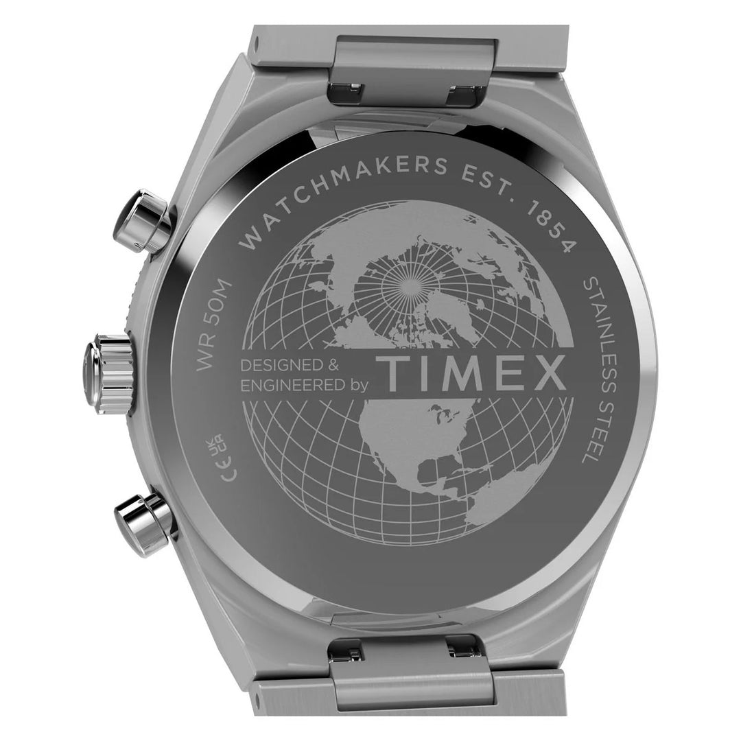 Timex Q Timex Continental Chronograph 36mm Ice Blue Dial Steel Bracelet Watch TW2Y92400UJ