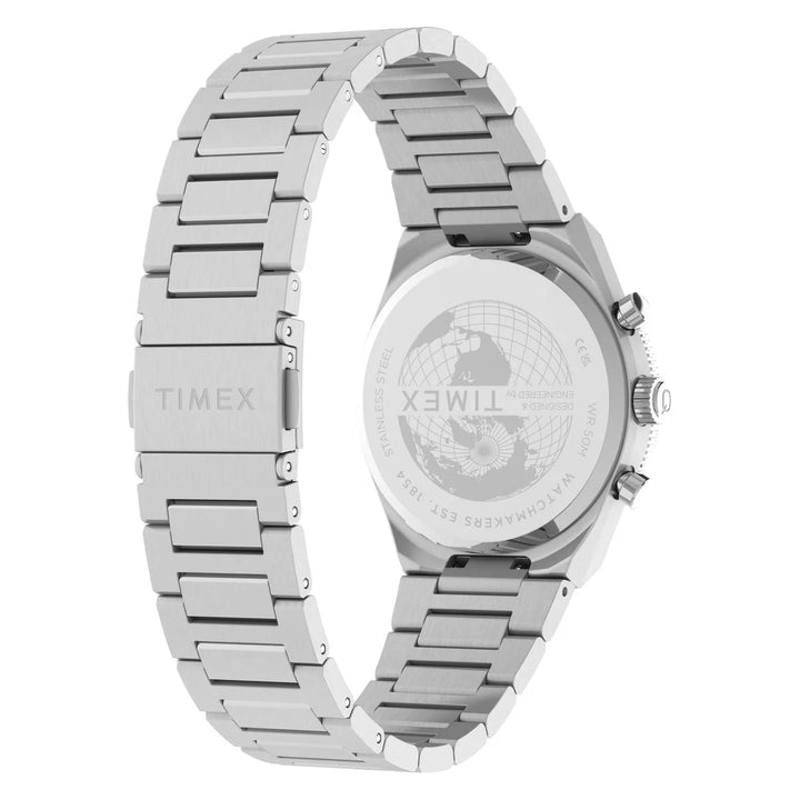 Timex Q Timex Continental Chronograph 36mm Ice Blue Dial Steel Bracelet Watch TW2Y92400UJ