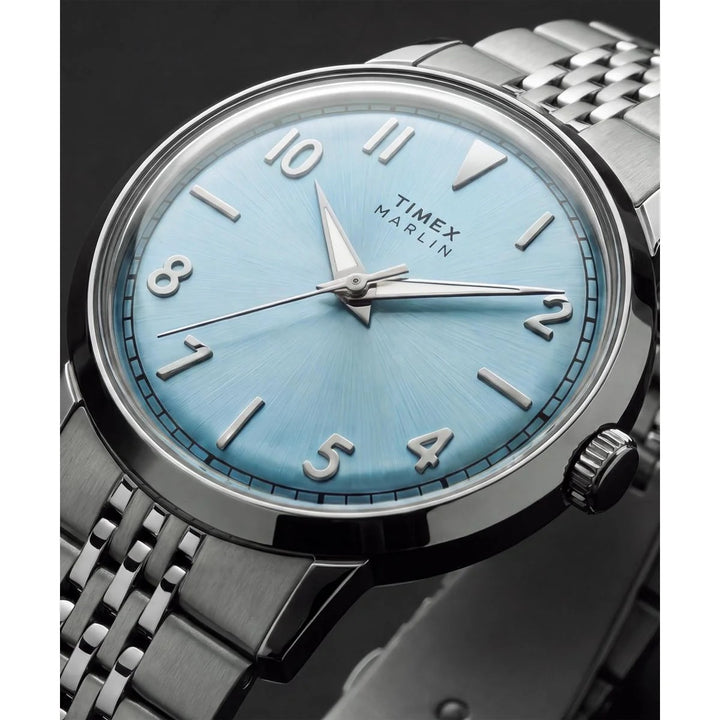 Timex Marlin 34mm Ice Blue Sunray Dial Steel Bracelet Unisex Watch TW6A03800UJ