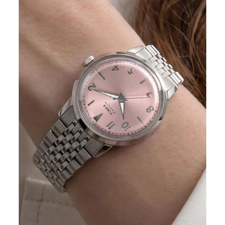 Timex Marlin 34mm Pink Sunray Dial Steel Bracelet Unisex Watch TW6A03900UJ