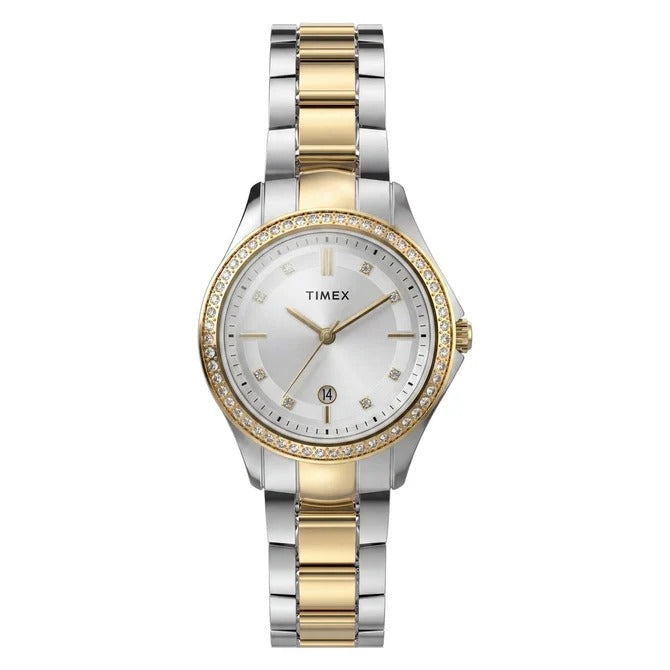 Timex 30mm Silver Crystal Bezel Two-Tone Bracelet Women&