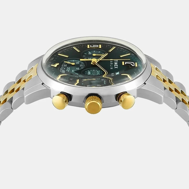 Timex Marlin Chronograph 40mm Green Dial Two-Tone Steel Bracelet Men&
