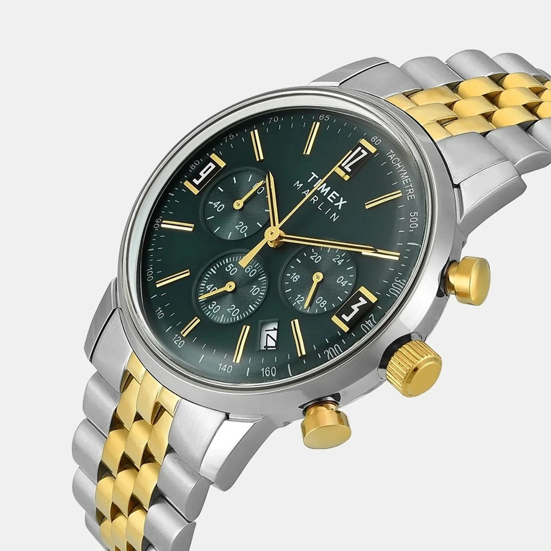 Timex Marlin Chronograph 40mm Green Dial Two-Tone Steel Bracelet Men&