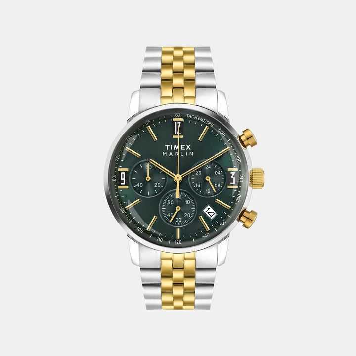 Timex Marlin Chronograph 40mm Green Dial Two-Tone Steel Bracelet Men&