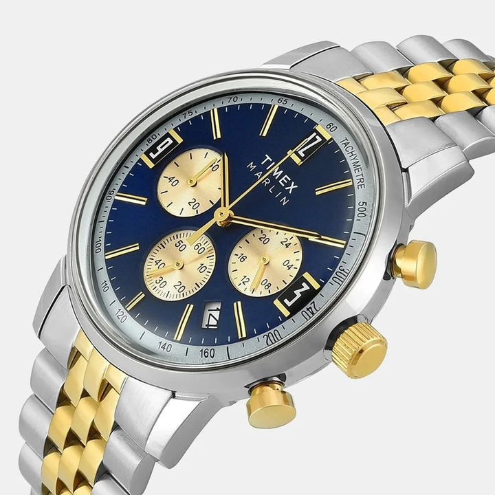 Timex Marlin Chronograph 40mm Blue Dial Two-Tone Steel Bracelet Men&