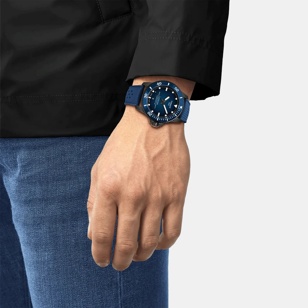 Tissot Seastar 2000 Professional 44mm Blue Dial Rubber Strap Men&