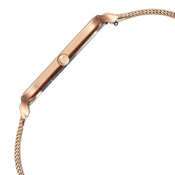 Titan Edge Quad 38mm White Dial Square Case Sapphire Crystal Rose Gold Stainless Steel Bracelet Men&