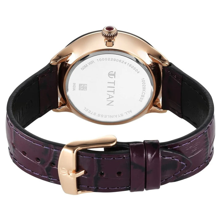 Titan Stellar Caelum 45.5mm Purple Dial Sun-Moon Phase Leather Strap Men&