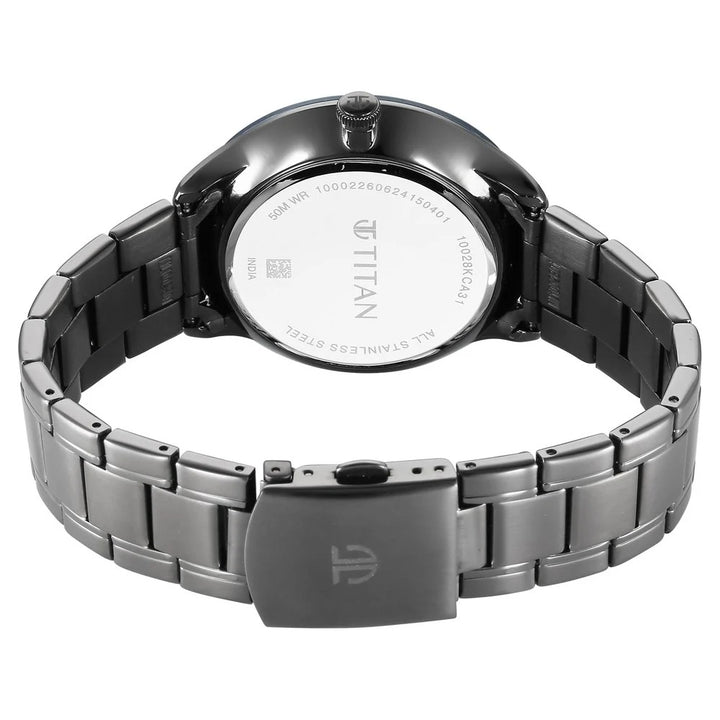 Titan Stellar Caelum 45.5mm Grey Dial Sun-Moon Phase Gunmetal Stainless Steel Bracelet Men&
