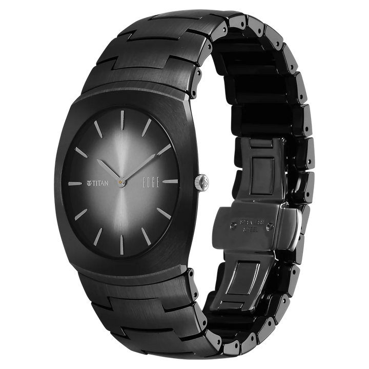 Titan Edge Fumage 39mm Black Handcrafted Dial Sapphire Crystal Ceramic Bracelet Men&