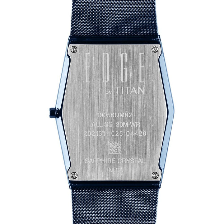 Titan Edge Whimsey 40mm Blue Dial Sapphire Crystal Tonneau Blue Stainless Steel Bracelet Men&