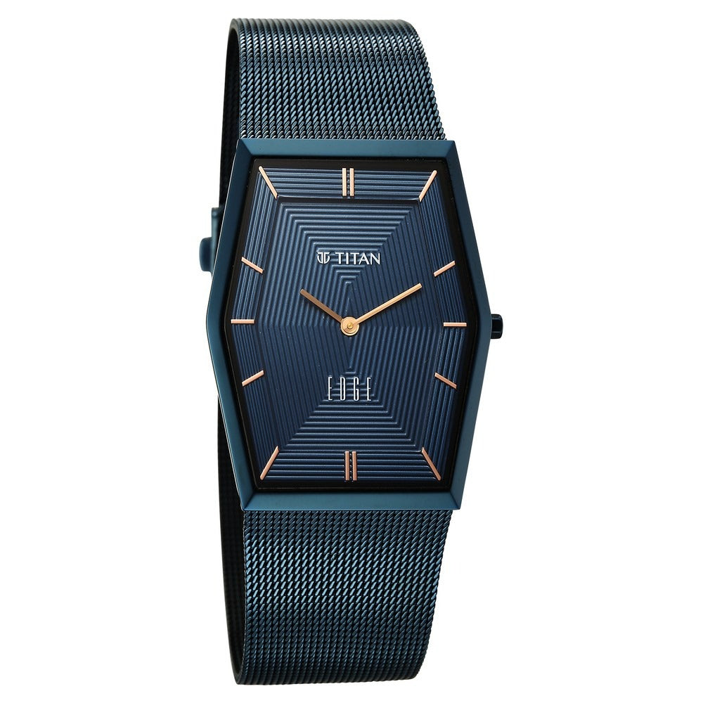 Titan Edge Whimsey 40mm Blue Dial Sapphire Crystal Tonneau Blue Stainless Steel Bracelet Men&
