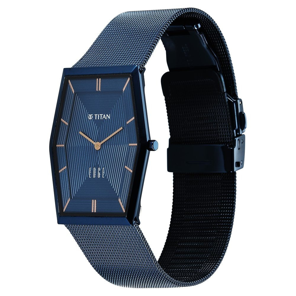 Titan Edge Whimsey 40mm Blue Dial Sapphire Crystal Tonneau Blue Stainless Steel Bracelet Men&