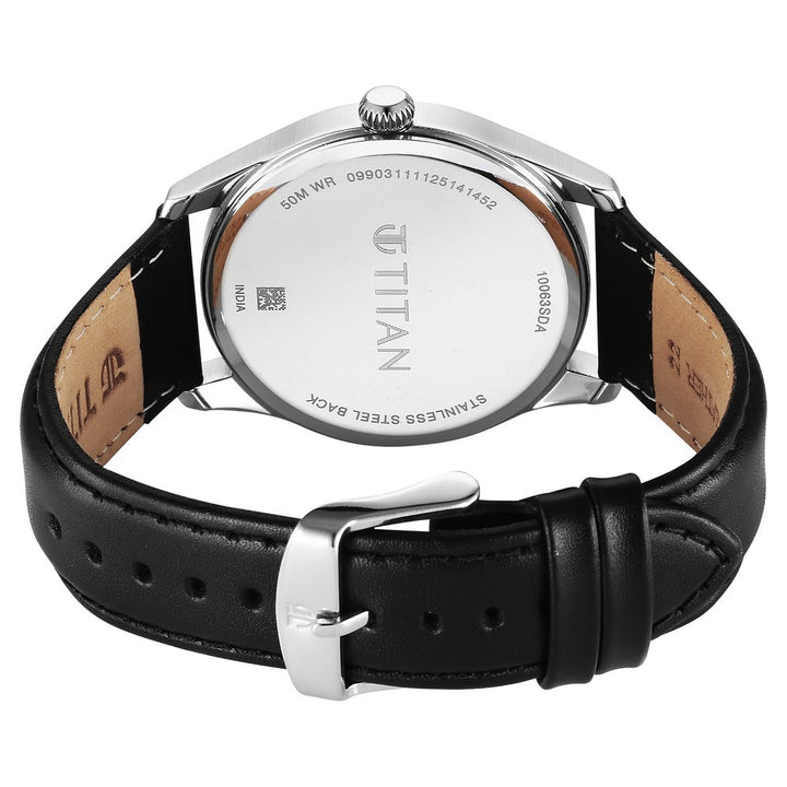 Titan Neo Roman 42mm Rose Gold Dial Roman Numerals Date Brown Leather Strap Men&