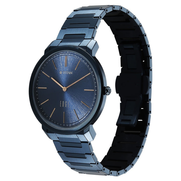 Titan Edge Meister 40mm Blue Dial Sapphire Crystal Blue Stainless Steel Bracelet Ultra Slim Men&