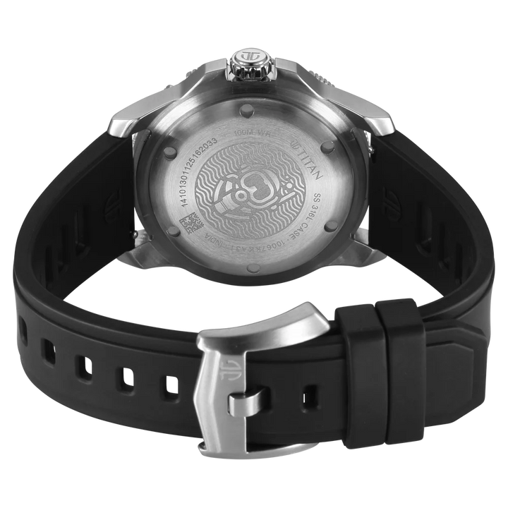 Titan Zero Hour Diver 100m 41mm Black Dial Rotating Bezel Black Rubber Strap Men&