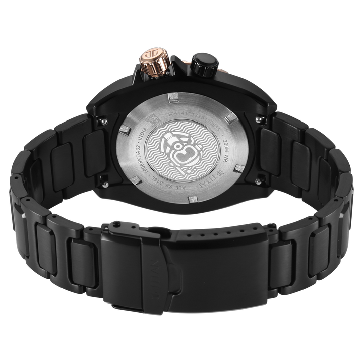 Titan Zero Hour Diver 200m 42mm Black Dial Internal Rotating Bezel Stainless Steel Bracelet Men&