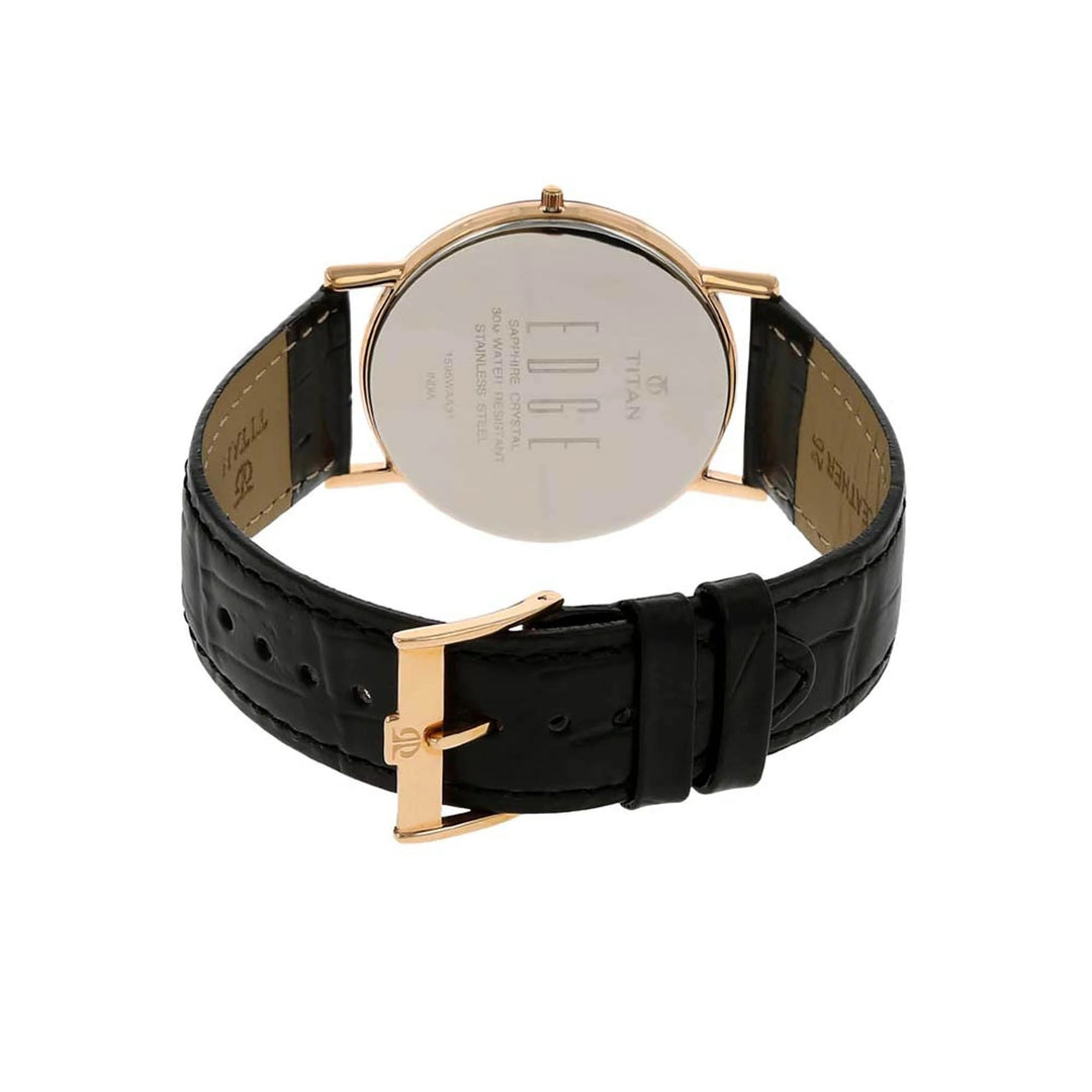 Titan Edge Ultra Slim 37.3mm White Dial Sapphire Crystal Black Leather Strap Men&