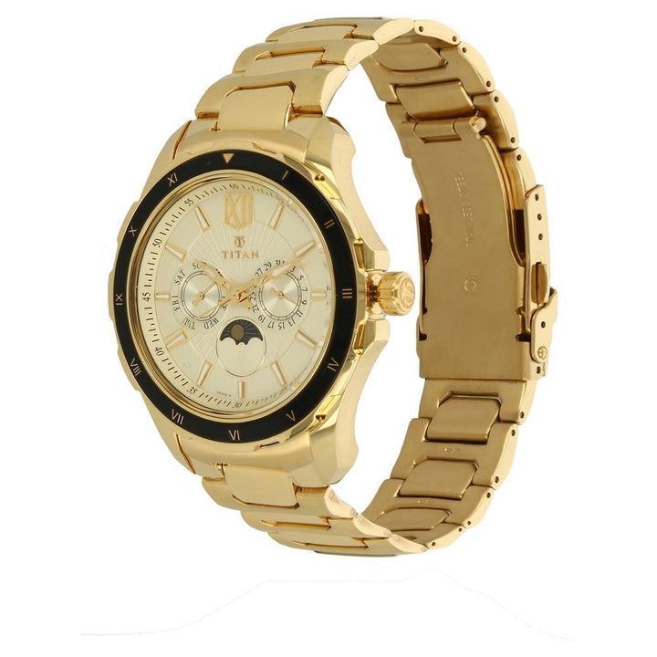 Titan Regalia 43mm Champagne Dial Date Gold Stainless Steel Bracelet Men&