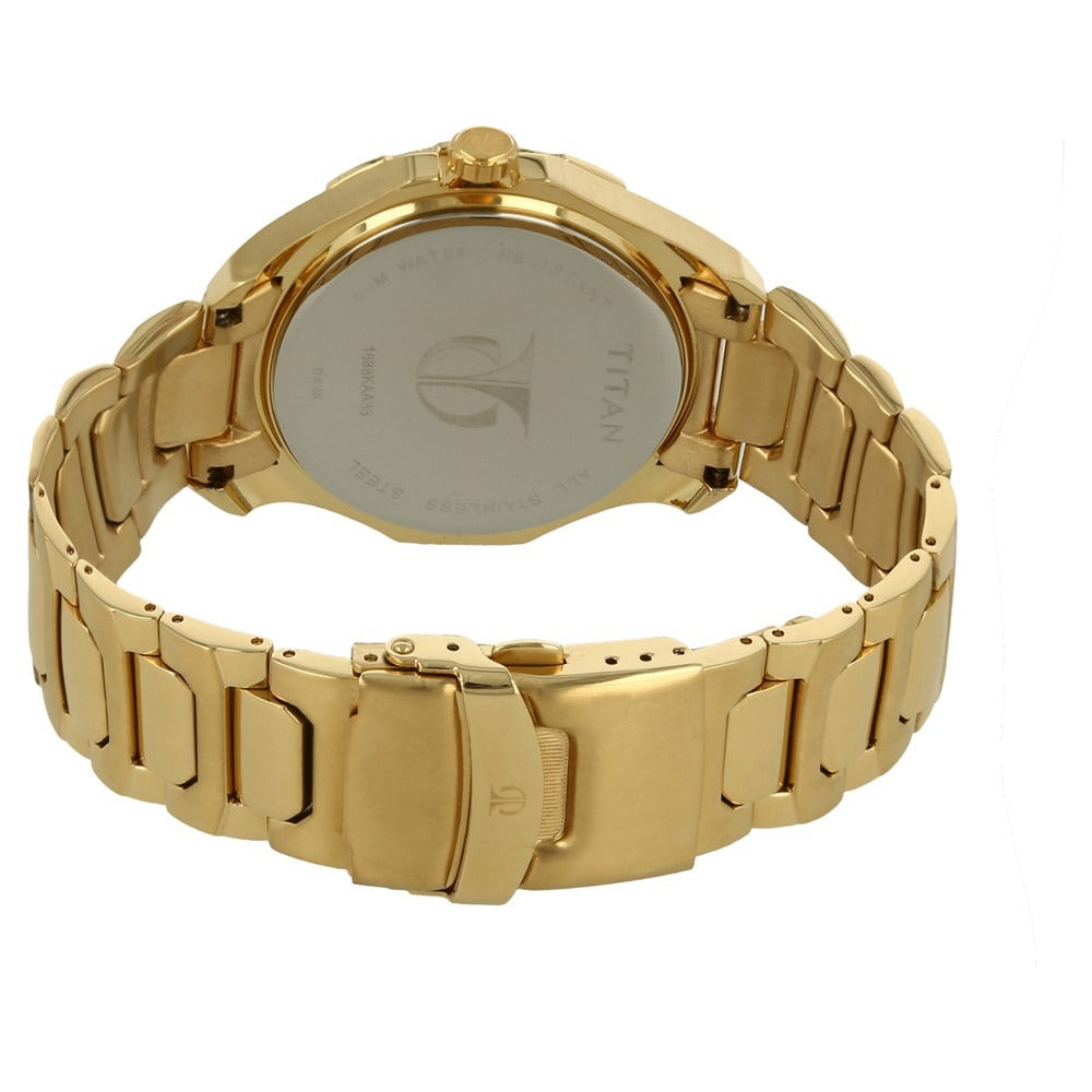 Titan Regalia 43mm Champagne Dial Date Gold Stainless Steel Bracelet Men&