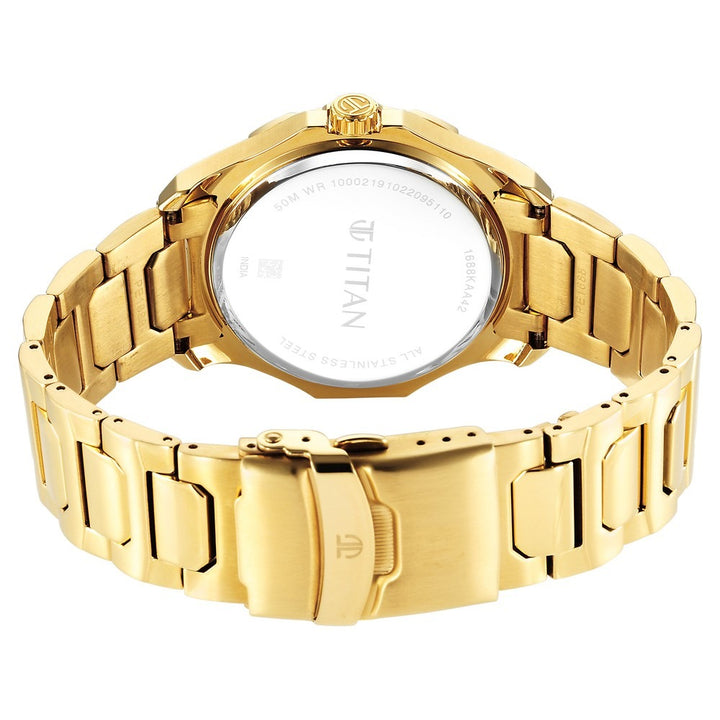 Titan Regalia 43mm Blue Dial Date Gold Stainless Steel Bracelet Men&