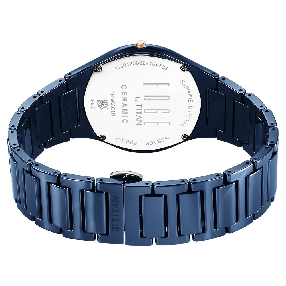 Titan Edge Ceramic 40.5mm Blue Dial Sapphire Crystal Blue Ceramic Bracelet Men&