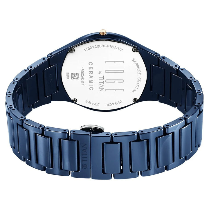 Titan Edge Ceramic 40.5mm Blue Dial Sapphire Crystal Blue Ceramic Bracelet Men&