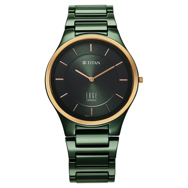 Titan Edge Ceramic 40.5mm Green Dial Sapphire Crystal Green Ceramic Bracelet Men&