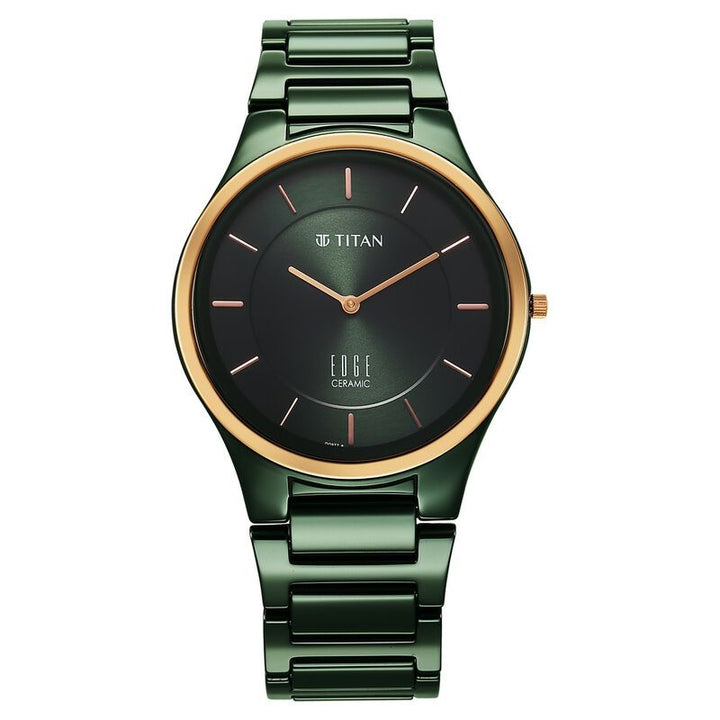 Titan Edge Ceramic 40.5mm Green Dial Sapphire Crystal Green Ceramic Bracelet Men&