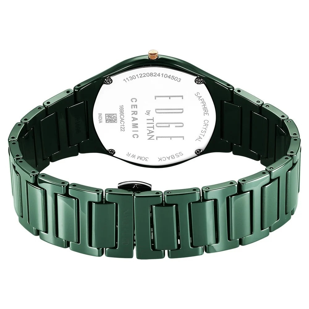 Titan Edge Ceramic 40.5mm Green Dial Sapphire Crystal Green Ceramic Bracelet Men&