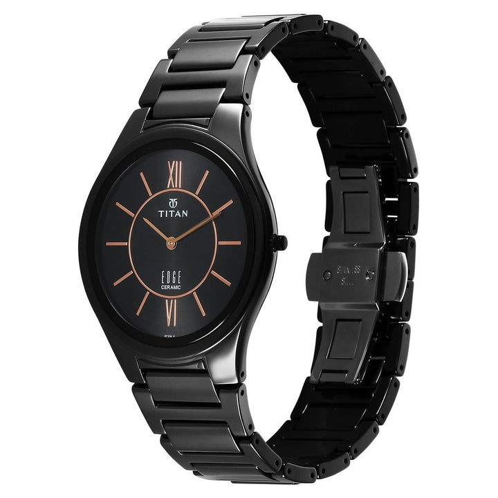 Titan Edge Ceramic 40.5mm Black Dial Sapphire Crystal All-Black Ceramic Bracelet Men&