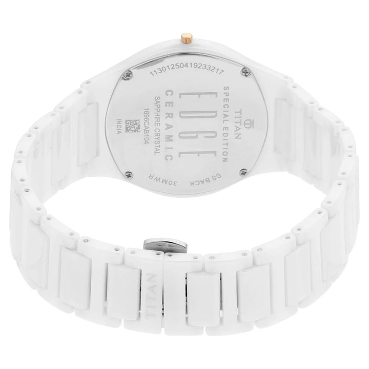 Titan Edge Ceramic 40mm White Dial Sapphire Crystal White Ceramic Bracelet Men&