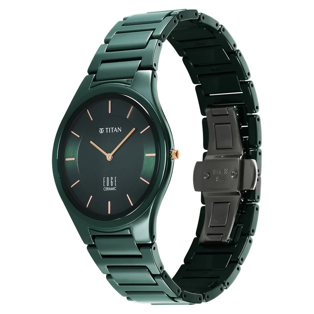 Titan Edge Ceramic 40.5mm Dark Blue Dial Sapphire Crystal Dark Blue Ceramic Bracelet Men&