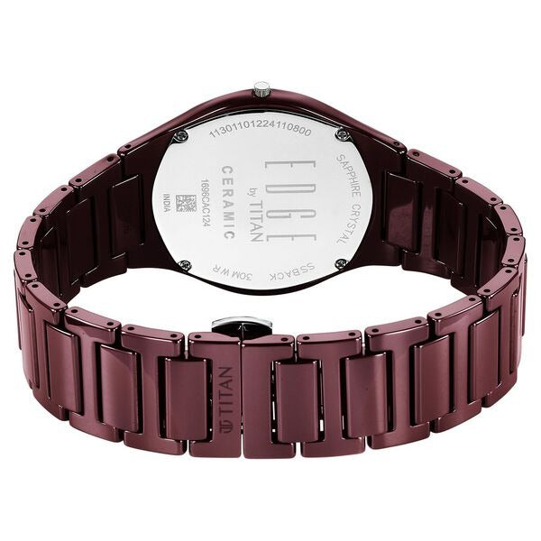 Titan Edge Wine Ceramic 40.5mm Maroon Dial Sapphire Crystal Wine Red Ceramic Bracelet Men&