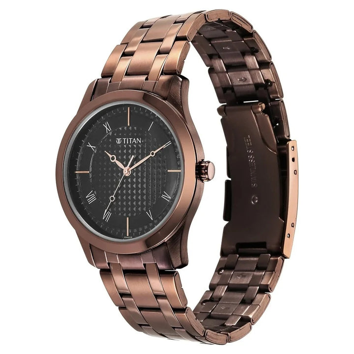 Titan Karishma 40mm Black Dial Brown Stainless Steel Bracelet Men&