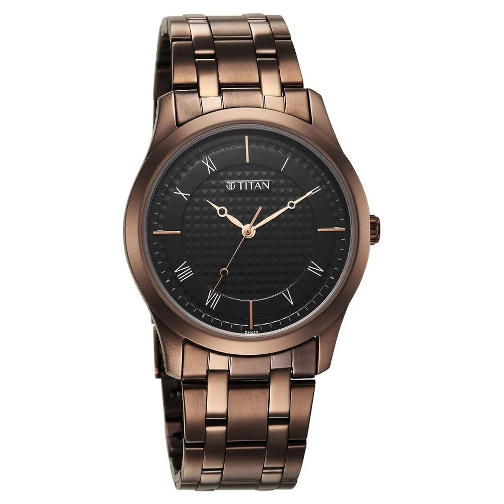 Titan Karishma 40mm Black Dial Brown Stainless Steel Bracelet Men&