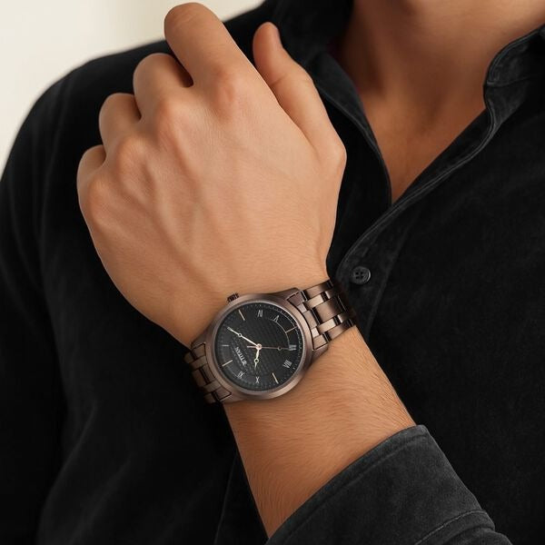 Titan Karishma 40mm Black Dial Brown Stainless Steel Bracelet Men&