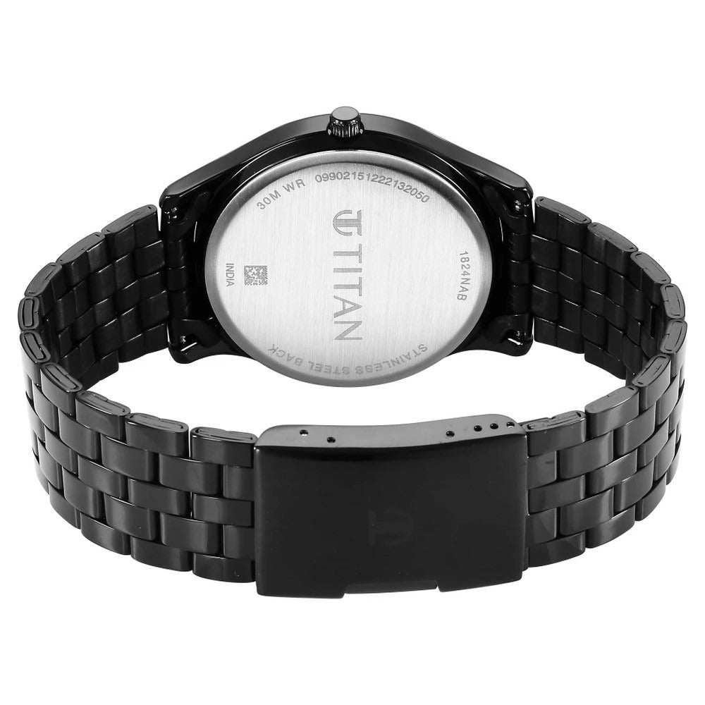 Titan Karishma 40mm Black Dial Day Date Black Stainless Steel Bracelet Men&
