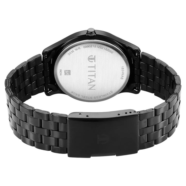 Titan Karishma 40mm Black Dial Day Date Black Stainless Steel Bracelet Men&