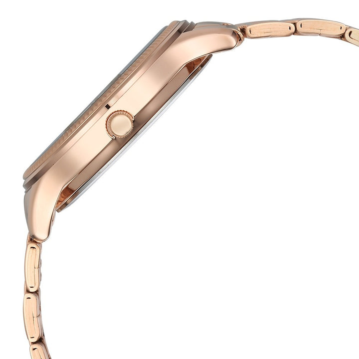 Titan Karishma 40mm Brown Dial Day Date Rose Gold Stainless Steel Bracelet Men&